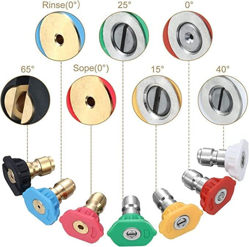 4000PSI Pressure Washer Turbo Nozzle Tool 1/4'' Quick 360°Rotating Spray Turbo Nozzle Kit Multiple Degrees Connect with 7 Spray Nozzle Tips Kit Mu...