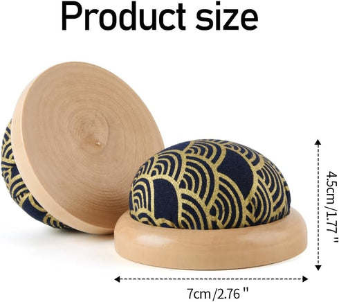 Round Pin Cushion, Wooden Base Cute Needle Pincushions Japanese Style Pin Cushions Needle Holders for Sewing Quilting Accessory or DIY Crafts.Blac...