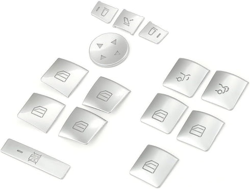 MAXDOOL 14 Pieces Car Window Glass Lift Button Trim Cover Sticker for Mercedes Benz A/B/C(W204)/E(W212)/GLA/CLA/GLK/GL/ML/GLE-Class...