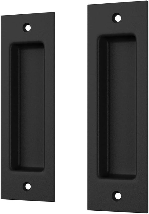 SMARTSTANDARD 2 Pack Flush Pull 6 1/2" Matte Black Inset Handle, Recessed Finger Pull for Sliding Barn Door, Closet, Pocket Door...