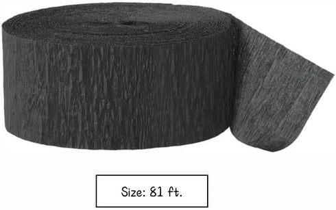 Premium Black Crepe Paper Streamer - 81 ft (1 Pc) - Perfect for Birthdays, Weddings, and Events...