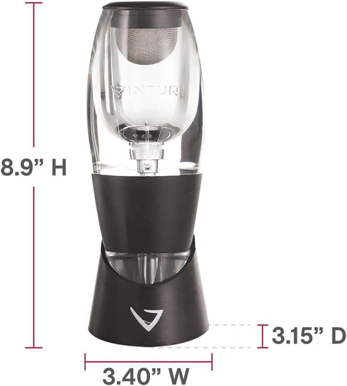 Vinturi Red Wine Aerator Includes Base Enhanced Flavors with Smoother Finish, Black...