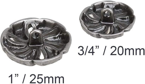 COTOWIN Pack of 10pcs Round Hollowed Out Metal Sewing Buttons, (Antique Silver, 1" / 25mm)...