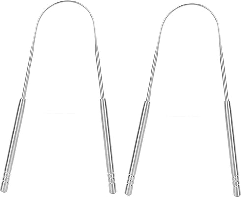 2Pcs Stainless Steel Tongue Scrapers,U Shaped Tung Scraper Tounge Scrapper Bad Breath Removal Oral Health Protection Tongue Cleaner...