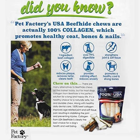 Pet Factory 100% Made in USA Beefhide 7" Braided Sticks Dog Chew Treats - Natural Flavor, 6 Count/1 Pack...