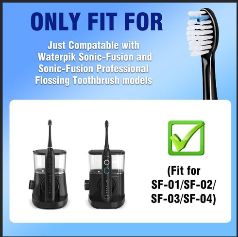 Replacement Heads for WaterPik Sonic Fusion SF-01/SF-02/SF-03/SF-04,Replacement Brush Heads Compatible with WaterPik Sonic Fusion 2.0 Flossing Too...