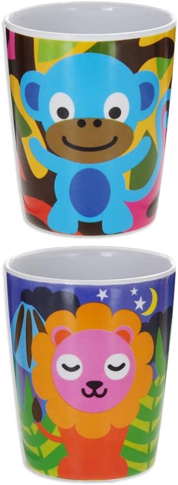 French Bull 4pc Toddler Kids Feeding Melamine Tableware Flatware BPA Free Dishwasher Safe, Durable Plate, Cup, Bowl, Divided Tray Dinnerware Set, ...