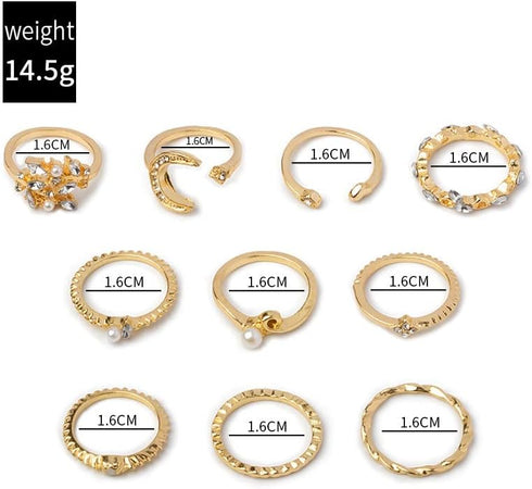 FUTIMELY Boho Retro Stackable Rings Sets for Teens Girls Women Rhinestone Knuckle Joint Finger Kunckle Nail Ring Sets (B)...