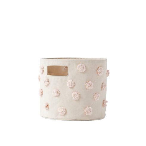 PEHR Pom Pom Basket, Pint (Blush) | 100% Cotton Canvas Storage for Nursery, Playroom & Home | Decorative Organizer | 10”D x 9”H...