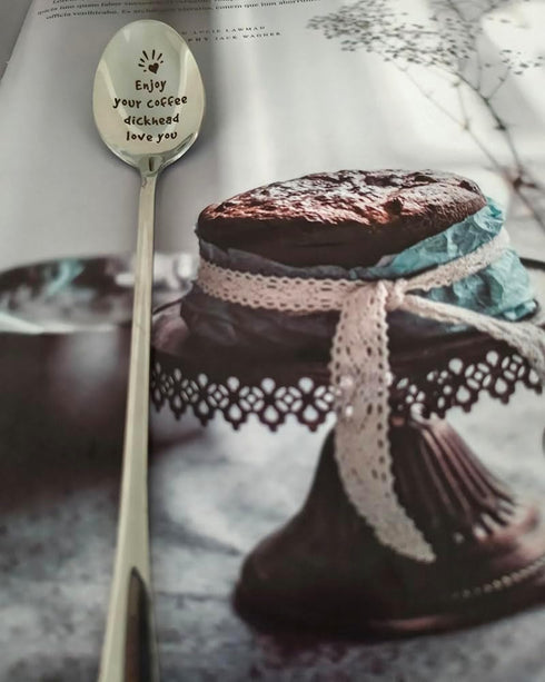 Anniversary Valentines Day Gifts for Husband Wife Enjoy Your Coffee Dickhead Love You Spoon for Boyfriend Girlfriend Coffee Tea Lover Gift for Cou...