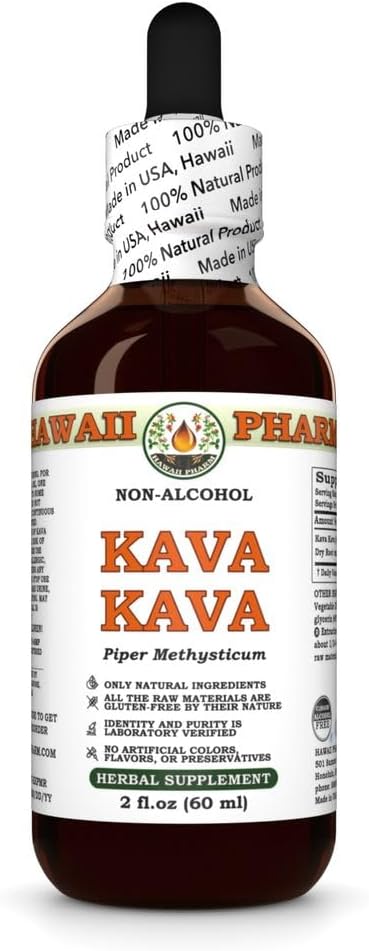 Hawaii Pharm Kava Kava Alcohol-Free Liquid Extract, Kava Kava (Piper Methysticum) Dried Root Glycerite Natural Herbal Supplement 2 oz...