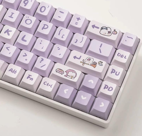PBT Material Gradient Purple keycaps Cute Carton Magic Bunny Cherry Profile keycaps Set Purple Mechanical Keyboard keycaps Compatible with Cherry ...