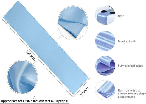 MDS 10 PCS Satin Table Runners 12 x 108 Inch Charmeuse Sateen Silk Table Runner for Indoor Outdoor Wedding Reception Birthday Graduation Party Eve...