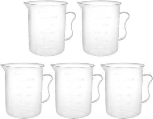uxcell Measuring Cup 300ml PP Plastic Graduated Beaker Transparent with Handle for Lab Kitchen liquids 5pcs...