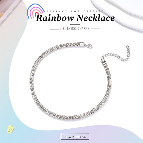 CLOACE Rhinestone Choker Necklace Sparkle Glitter Necklaces Crystal Diamond Row Choker Party Prom Neck Jewelry for Women...