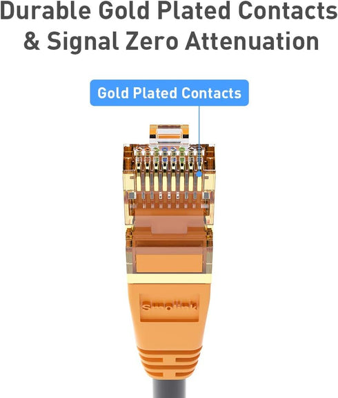 Network Cable, Shielded Ethernet Cable, Cat8 10ft 2pack Cable, Gold Plated RJ45 Connectors, 26AWG Cat8 Network Cable, Weatherproof 40Gbps 2000Mhz ...