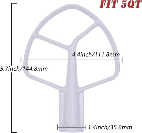 ELSOON K5AB Flat Beater Coated Anti-stick Replacement for KitchenAid 5-QT Bowl-Lift Stand Mixer KSM50 KSM5 KSM450 K5SS...