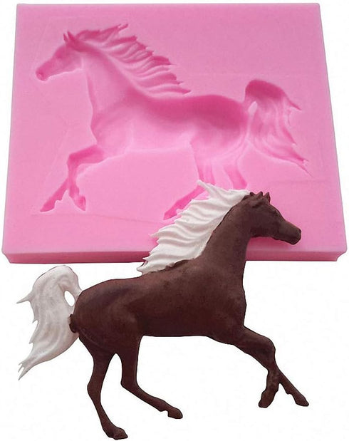 2Pcs Small Size Horse Fondant Mold, Silicone, Chocolate Candy Gum Paste Sugar Craft Cake Decorating Tool, Polymer Clay Resin Epoxy Casting Mold, P...