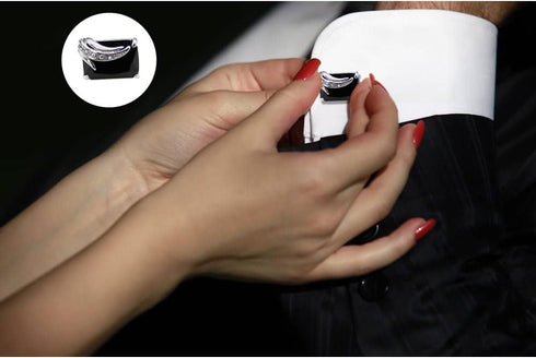 Black Men‘s Cufflinks Business Dresses Wedding Cufflinks For Men Rhinestones With Black Glass And Crystal Elements Men's Jewellery...
