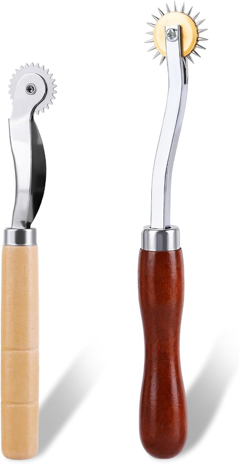2PCS Tracing Wheel,Professional Stitch Marking Spacer,Wood and Stainless Steel Pounce Wheel,Pounce Wheel for Sewing Patterns with Wooden Handle fo...