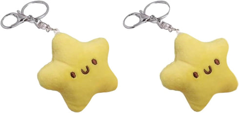 2 Pcs Yellow Plush Star Car Keychain Backpack Accessories Doll Pendant Heart Healing in Addition to Serving as a Keychain Women's Keyrings and Key...