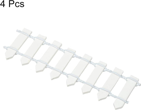 MECCANIXITY 4pcs 3.9 Inch Miniature Garden Fence, Mini Ornament Wood Picket Fence Decorative for Dollhouse Home DIY, White...