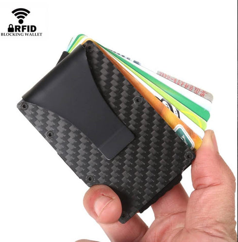 Metal Money Clip Wallet, Carbon Fiber Wallet, RFID Blocking Metal Card Holder for Men Slim Aluminum Holder Pocket Cash Credit Card Holder...