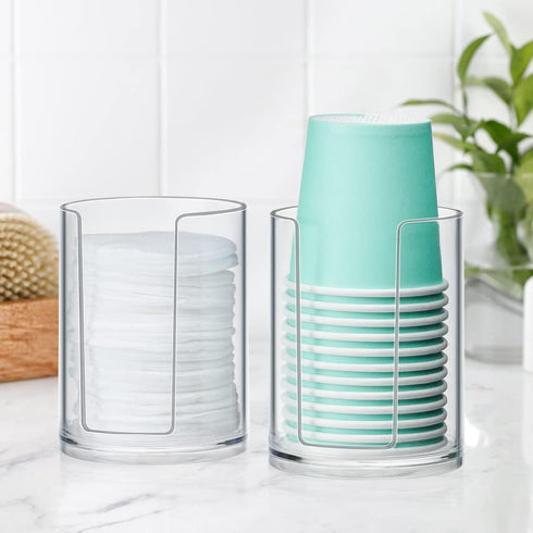 Bathroom Cup Dispenser, Disposable Mouthwash Cups Holder Fit 3oz-4oz Small Paper Cups, Clear Plastic Cup Dispenser for Bathroom Vanity Countertop ...