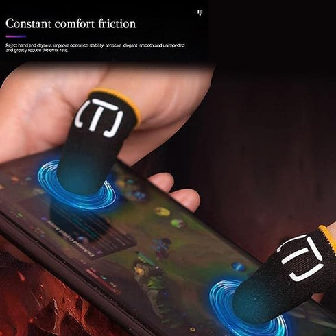 3 Pair Black Patterns Gaming Finger Sleeves Breathable Fingertips Gameler Sweatproof Games-Slip Thumb GR9l5 Gloves for Mobile Cell Phone Gaming Fi...