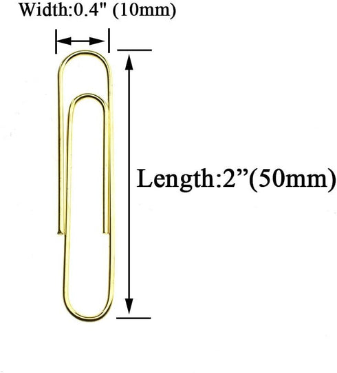 HAHIYO Paper Clips Large Sturdy 2 inches Length 70 Pack Paperclips Heavy Duty Tight Grip Rust Proof Reusable Metal Bright Gold for Home Office Sch...