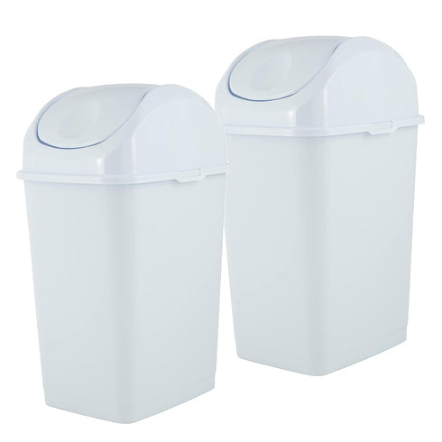 Superio Mini Desktop Trash Can with Swing Top Lid Portable Plastic Garbage Can for Countertop, Desktop, Make up Vanity, Bathroom, Car, Under Sink,...