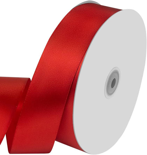 1-1/2" Wide x 100 Yards Single Face Polyester Satin Ribbon, Red Satin Ribbon for Crafts, Gift, Hair Bows, Wedding Party Decoration, Bow Making & O...