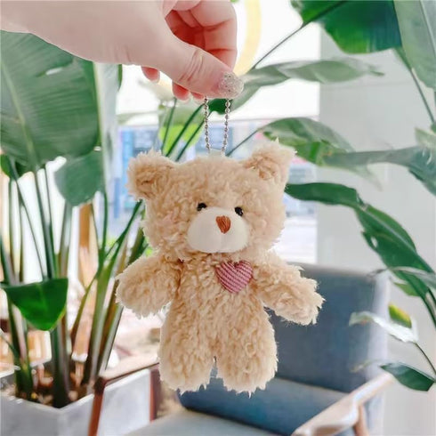1Pc Brown Bear Pink Heart Keychain,Keychain Soft Cotton Key Chain DIY Keychain,Crafts Stuffed Animals,Bear Keychain, Car Accessories,Stuffed Anima...