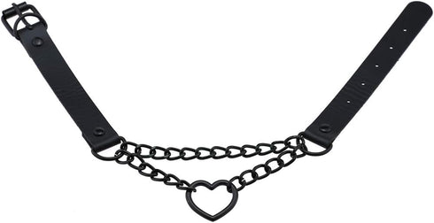 Heart Leather Choker Punk PU Necklace Goth Choker Soft Collar Chain for Women Girls Gifts...