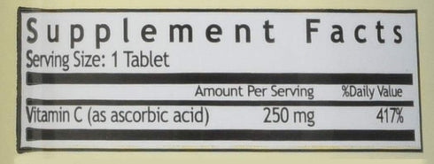 VIT C TABS 250 MG WMILL 100...