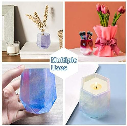 3 Pcs Cup Resin Silicone Mold, Kalolary Makeup Brush Holder Organizer Cylinder Craft Epoxy Mold, DIY Flower Planter Pot Molds, Cup Mold, Pen Holde...