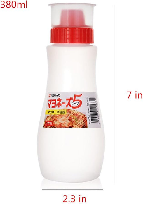 MXY Japanese Squeeze Bottle Creative 5 Hole Design Salad Vinegar Ketchup Honey Oil Pot with Dust Lid 380ml (Red)...