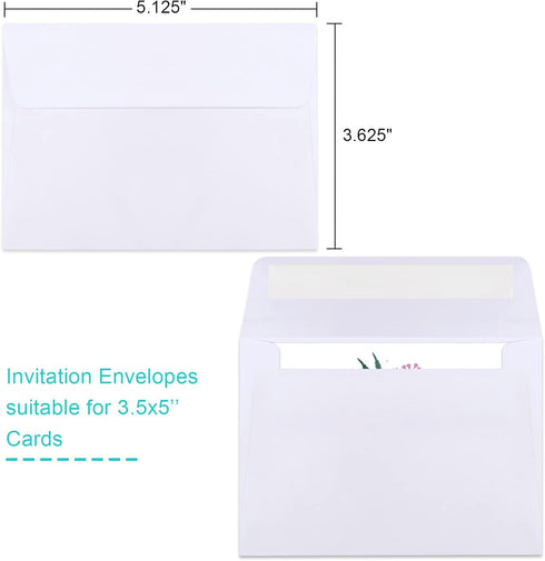 90 Packs A1 Envelopes, 3.625x5.125" Envelopes White, Small Envelopes RSVP Envelopes, Envelopes Self Seal for Weddings, Photos, Postcards, Greeting...