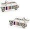 Men's Fashion Cufflinks Muti-color Stripes Mini Car Design Quality Brass Material Cuff Links with Gift Box...