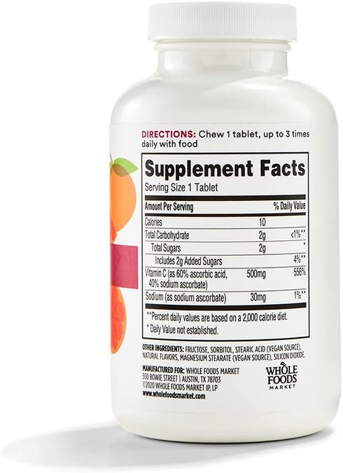 365 by Whole Foods Market, Vitamin C Chewable 500Mg, 100 Tablets...