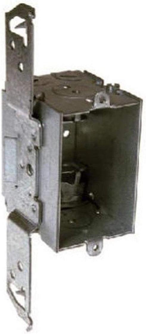 Hubbell-Raco 8524 2-1/2-Inch Deep Gangable Switch Electrical Box with TS Wood/Metal 1/2-Inch Setback Stud Bracket, 2 x 1/2-Inch Knockouts and 4 x ...