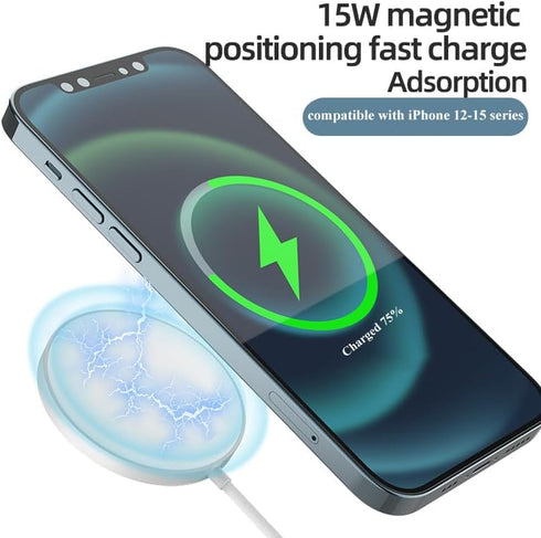 15W Magnetic Wireless Charger for iPhone 12/13/14/15 Series Fast Charging Pad Travel Portable...