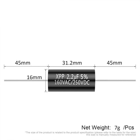 2PCS 250V 2.2UF Capacitor Frequency Divider Capacitance Audio Speaker Capacitor Polypropylene Film Non-Polarity Capacitor...