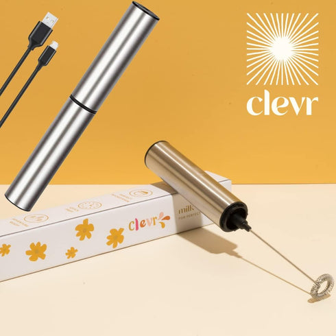 Clevr Blends Handheld Milk Frother, Stirrer, Mixer and Wisker for Coffee, Tea, Latte, Cappuccino, and Hot Chocolate Drink Prep and Fast & Easy Foa...