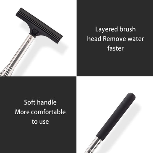 Car Rearview Mirror Wiper, Retractable Rear Mirror Wiper Squeegee, Vehicle Portable Telescopic with 38.6 inches Long Handle Cleaning Tool, Univers...