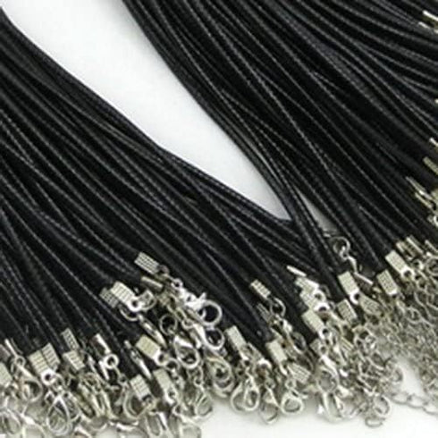 20Pcs Black Braided Leather Cord Rope Necklace Chain with Lobster Claw Clasp 2.0mm 24''...
