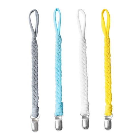 4 Pieces Pacifier Clips for Infant Boys and Girls Universal Pacifier Holder Hand-Made Braided Soothie Leash for All Pacifiers Teething Drool Bibs ...