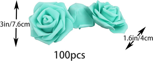 3 x 1.6 x 3 inches 100pcs DIY Real Touch 3D Artificial Foam Rose Head Without Stem for Wedding Party Home Decoration (100pcs, Tiffany)...