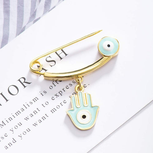 MANVEN Hamsa Evil Eye Stroller Pin Lucky Protection Clothes Brooch Diaper Bag Pin Birthday Gift...