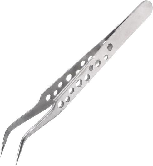 Precision Tweezers 122mm Elbow Pointed Hollow Anti-slip Stainless Steel Craft Professional Tweezer for Replace Precision Parts Technology Industri...